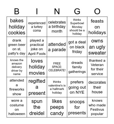 Training Team Holiday Bingo! Bingo Card