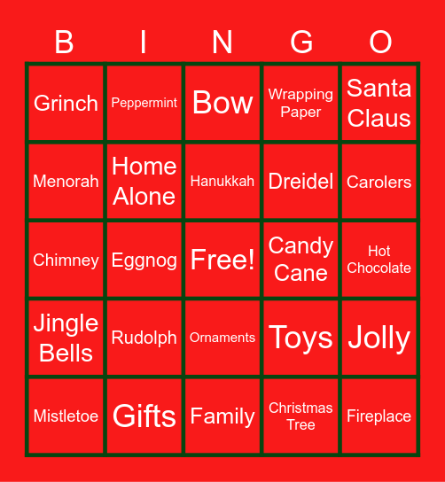 LLS Holiday Bingo Card