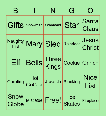 Yuletide Tea Bingo Card