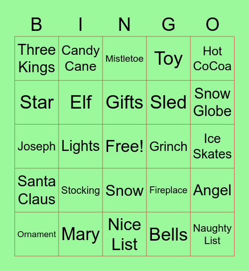 Yuletide Tea Bingo Card