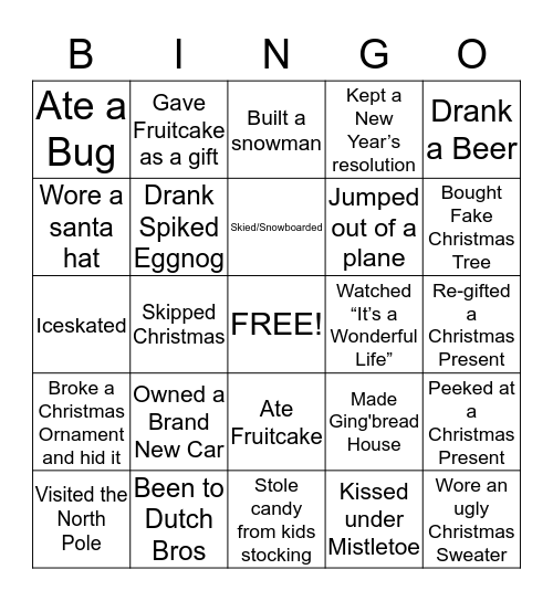 Never Have I Ever... Bingo Card