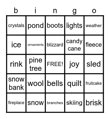 Winter Bingo Card