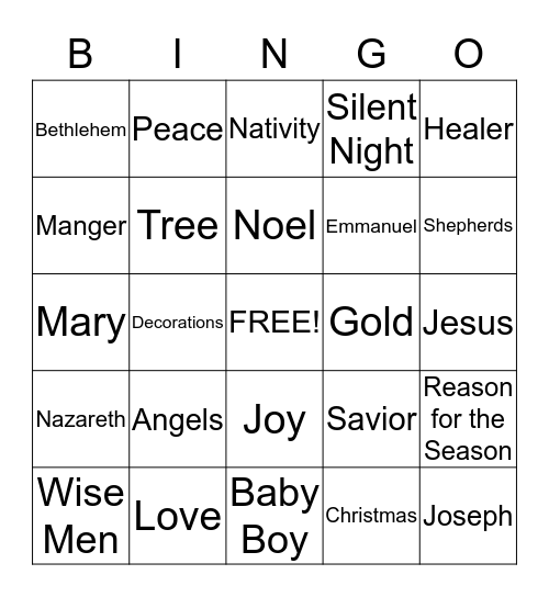 Christmas Bingo  Bingo Card