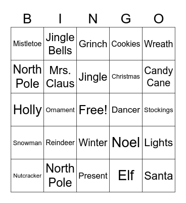 ESS Holiday Bingo Card