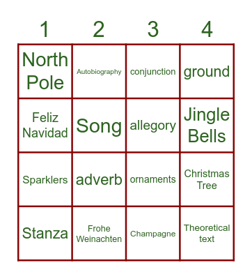 2.F christmas bingo Card