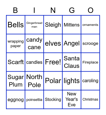 Camelback BINGO Holiday Bingo Card