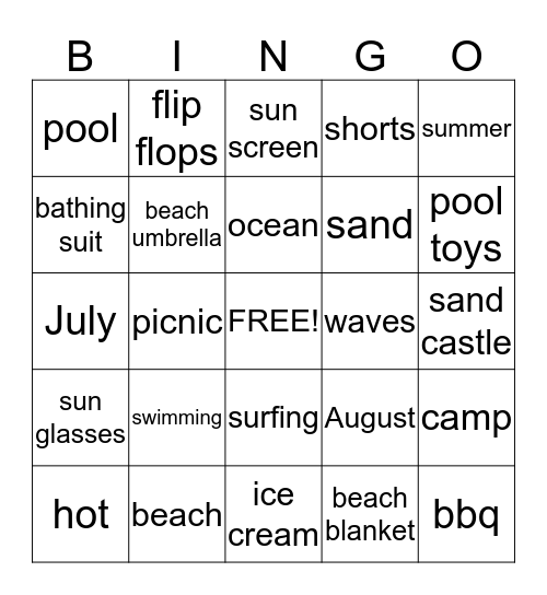 Fun in the sun! Bingo Card