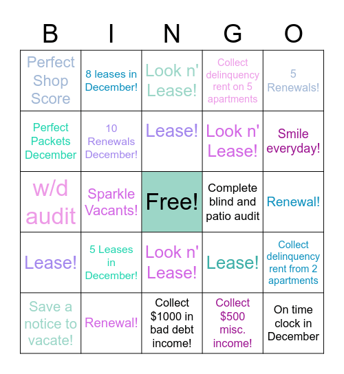 December WIG BINGO! Bingo Card