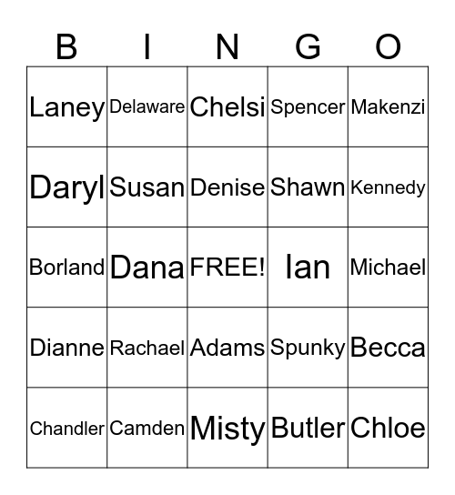 Bingo Bob Bingo Card