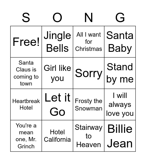 Rachel Bingo Card