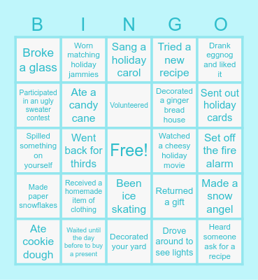 Holiday Bingo Card