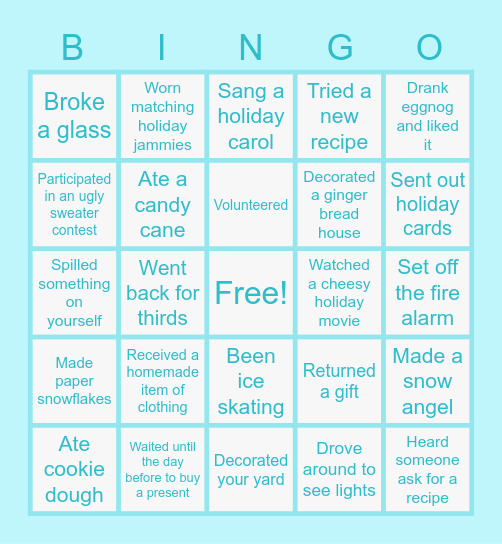 Holiday Bingo Card