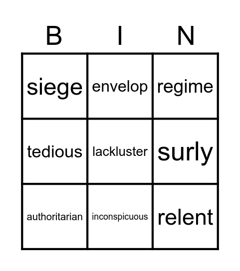 Escape from Aleppo Vocab Bingo Card
