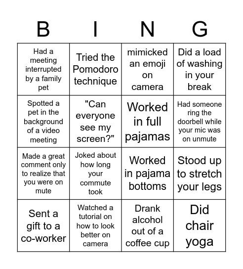 Remote Bingorama Bingo Card