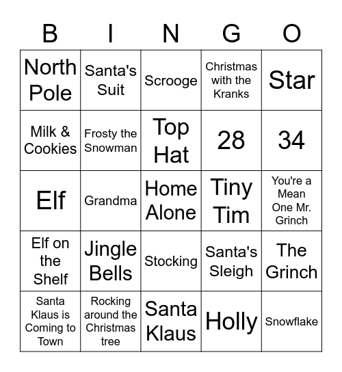 Christmas Bingo Card