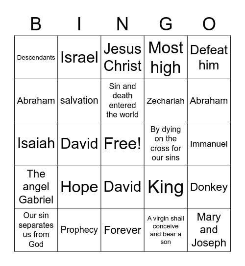 Christmas Review #1 Bingo Card