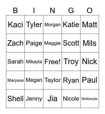 Test Bingo Card