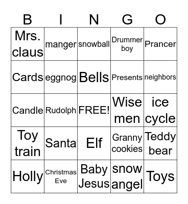 Christmas Bingo Card