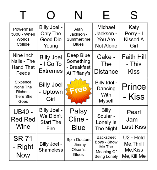 Game Of Tones 12-7-20 Game 1 Bingo Card