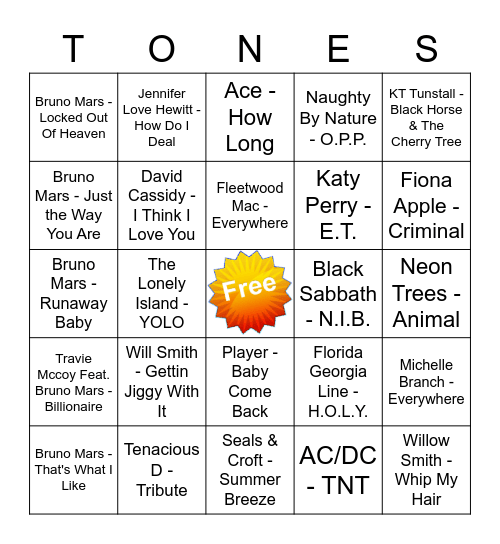 Game Of Tones 12-7-20 Game 4 (Pattern) Bingo Card