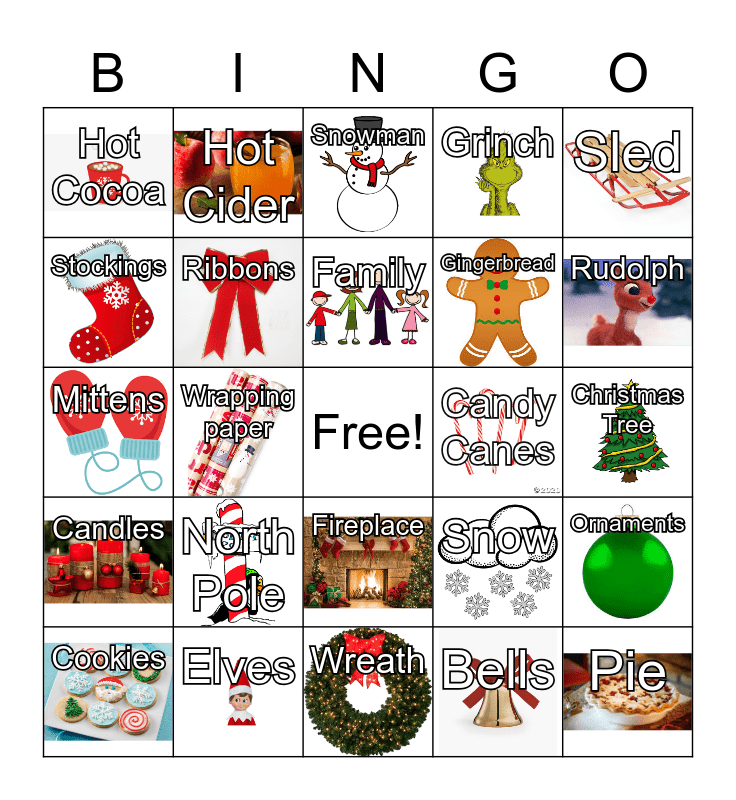 Adapted Holiday Bingo Card