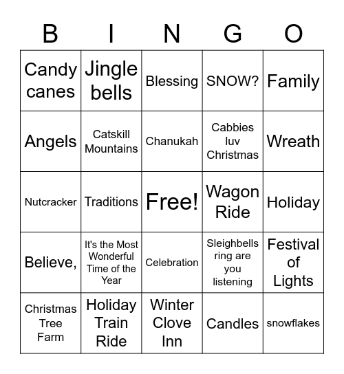 CATSKILLS CHRISTMAS TRIP Bingo Card