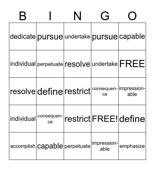 Workshop # 1 Bingo Card