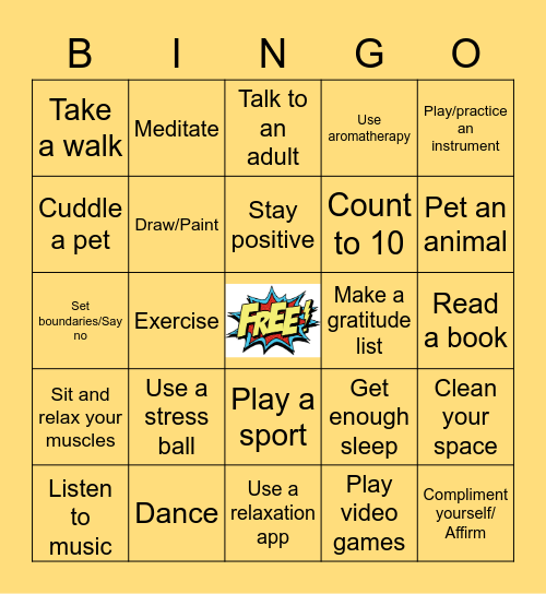 COPING Bingo Card