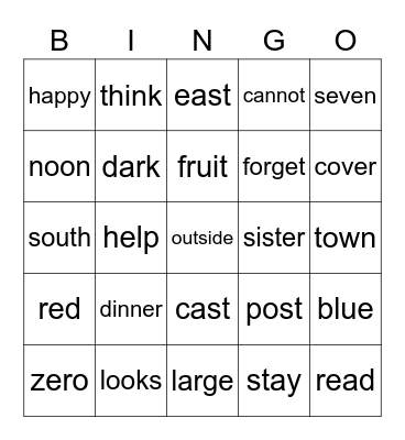 Lists 13 & 14 Bingo Card