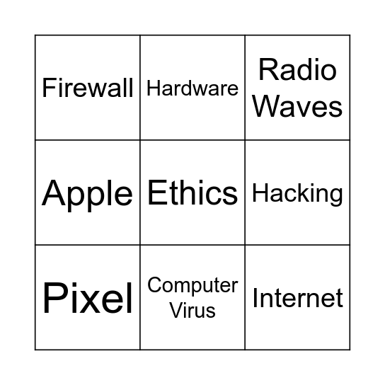 DIGITAL TECHNOLOGIES Bingo Card