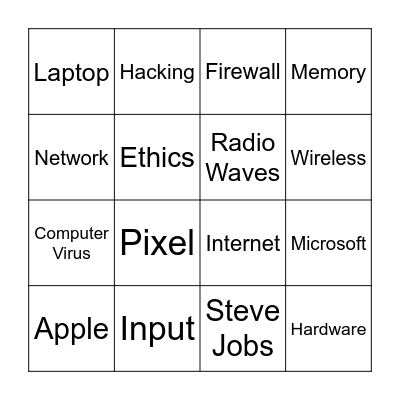 DIGITAL TECHNOLOGIES Bingo Card