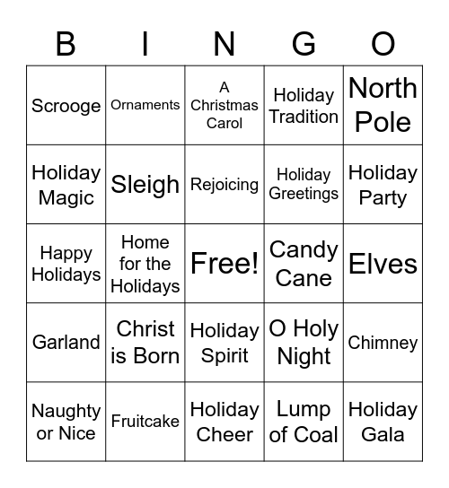 Christmas Bingo Card