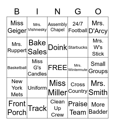 BCS Bingo Card