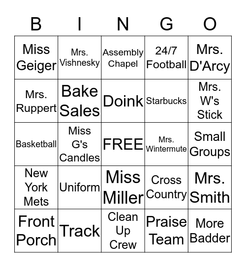 BCS Bingo Card