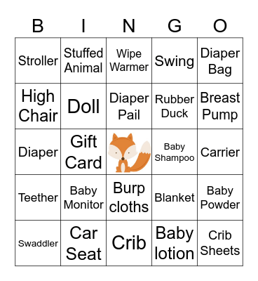 Baby Bingo Card