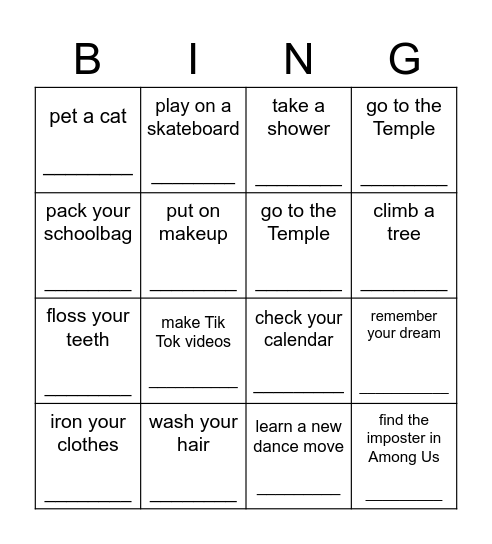 How often do you...? Bingo Card