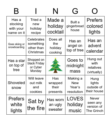 Partner Engagement Holiday Bingo 2020 Bingo Card