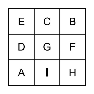 Alphabet Bingo (A-I) Bingo Card