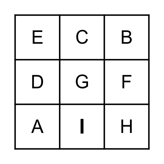Alphabet Bingo (A-I) Bingo Card