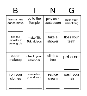 How often do you...? Bingo Card
