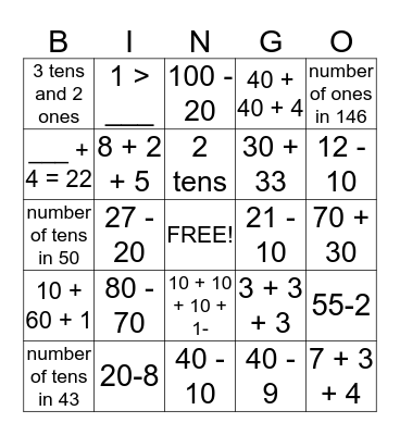 Grade 1- B Bingo Card