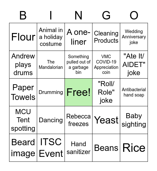 Virtual IT/Informatics Holiday Party Bingo Card