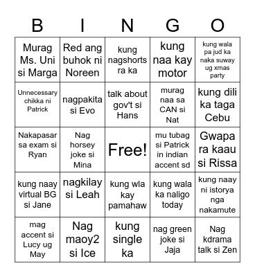 NUMI CHRISTMAS PARTY Bingo Card