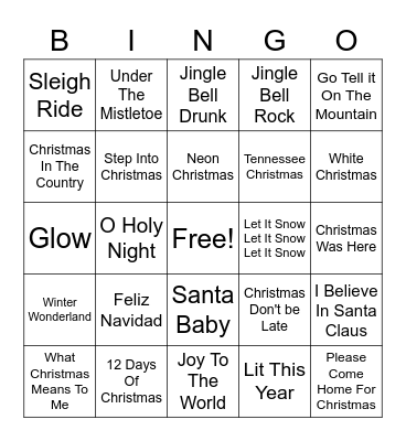 Country Christmas Bingo Card