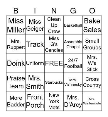 BCS Bingo Card