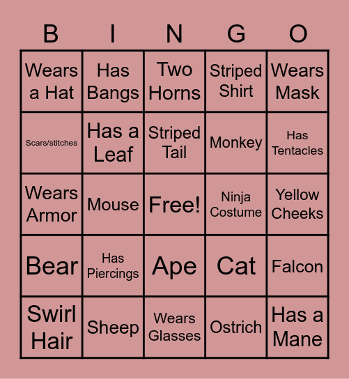 Villager Hunting Bingo Card