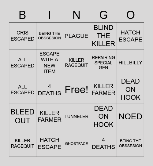 DBDINGO Bingo Card