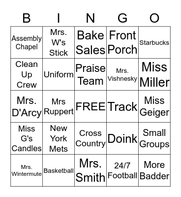 BCS Bingo Card