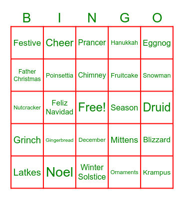 Holiday Bingo Card