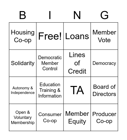 Co-op Bingo Card